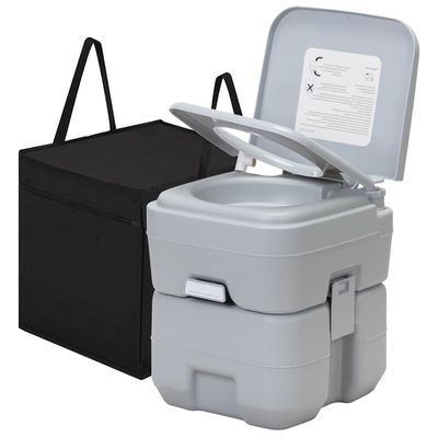 5.3 Gallon Portable Toilet with Detachable Tank and Travel Bag, Pressure Valve, Indoor & Ooutdoor Compact Double Outlet Toilet, Supports 440 LBS and 50 Flushes for Camping, RV Travel, Trips