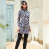 Burkini Swimsuits for Women Muslim Swimwear 3 Pieces Full Cover Long Sleeve Swimming Top Hijab Pants Modest Swimsuit Islamic Swimming Costume Plus Size Sun Protection Beachwear Purple Leaf M view 4