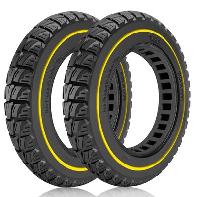 Felixstory 10x2.0 Off road Solid tire, Replaceable 10x2/54-152 10x2.125 OEM Tires, Fit for TurboAnt X7 Pro X7 Max Gotrax G4 G Max Ultra Electric Scooter, 10 Inch Front Rear Tubeless Tire Yellow 2pcs