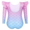 Arshiner Girls Gymnastics Leotards Ruffle Long Sleeve Shimmer Ballet Unitard Dancewear for 3-10 Years view 2