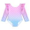 Arshiner Girls Gymnastics Leotards Ruffle Long Sleeve Shimmer Ballet Unitard Dancewear for 3-10 Years view 3
