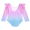 Arshiner Girls Gymnastics Leotards Ruffle Long Sleeve Shimmer Ballet Unitard Dancewear for 3-10 Years view 4