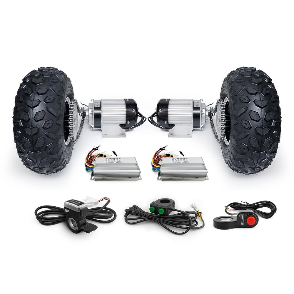 L-faster DIY 145/70-6 Inch 48V 750W Trolley Cart #420Chain Drive Dual Brushless Gear Motor Kit with Reverse Button (48V750W Max 7kph)