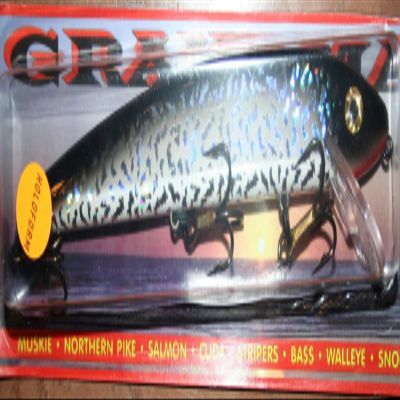 7 1/2" Grandma Lure Classic Crankbait Musky Pike Crazy Silver Black G7H-51