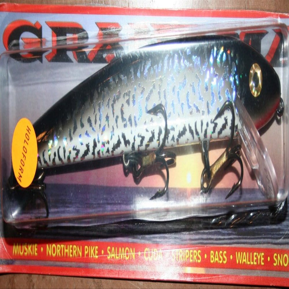 7 1/2" Grandma Lure Classic Crankbait Musky Pike Crazy Silver Black G7H-51