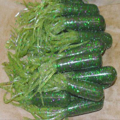 3 3/4" Bass Tube Watermelon Candy Fishing Plastic Lure Worm 50 Count Bulk Bag