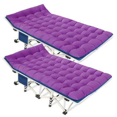 COLMERD 2 Pack Camping Cot with Mattress Comfortable Sleeping Cot Camping Cots for Adults 2 Person Folding Cot Heavy Duty Cots for Sleeping with Carry Bag Outdoor Indoor Home Vacation