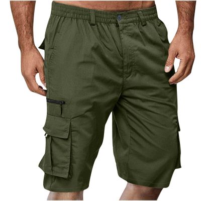 3 Inch Inseam Shorts Men Cargo Shorts Men Big Tall Casual Premium Twill Multi Pockets Tooling Shorts Classic Fit Elastic Waist Shorts Big & Tall Sizes 46-64 Men Cargo Shorts Green M