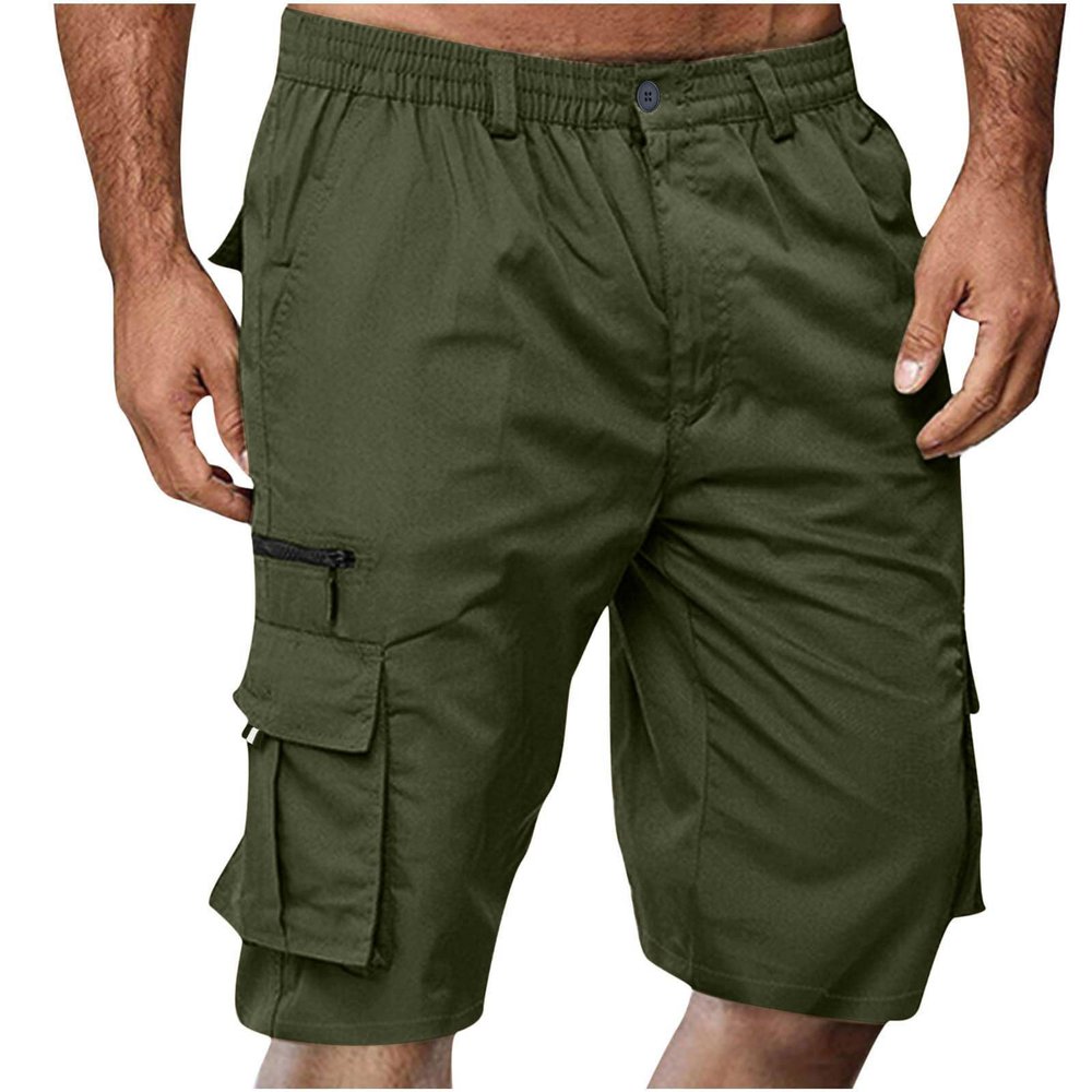 3 Inch Inseam Shorts Men Cargo Shorts Men Big Tall Casual Premium Twill Multi Pockets Tooling Shorts Classic Fit Elastic Waist Shorts Big & Tall Sizes 46-64 Men Cargo Shorts Green M