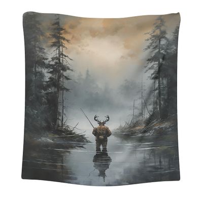 CAPITUNEISKINEPA Multi-Adventure Blanket - Superb Fishing and Hunting Gifts, Extraordinary Hunting Novelty Gifts - Fishing Solves Most of My Problem Hunting Solves The Rest 60" x 80"