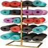 KIZMIQ Gold Yoga Mat Storage Rack, Metal Display Holder for 20 Foam Rollers and Yoga Mat, Yoga Room Entryway Organizer, Hardware Included (Color : Gold) view 1