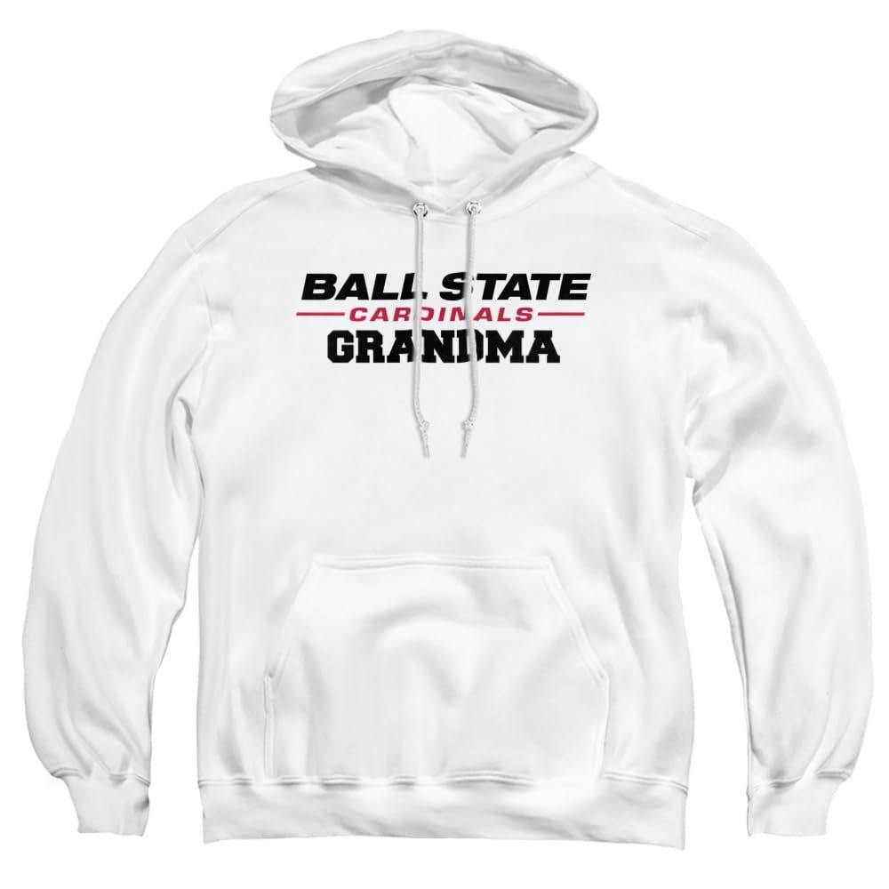 Ball State University Official Grandma Unisex Adult Pull-Over Hoodie, White, 2X-Large