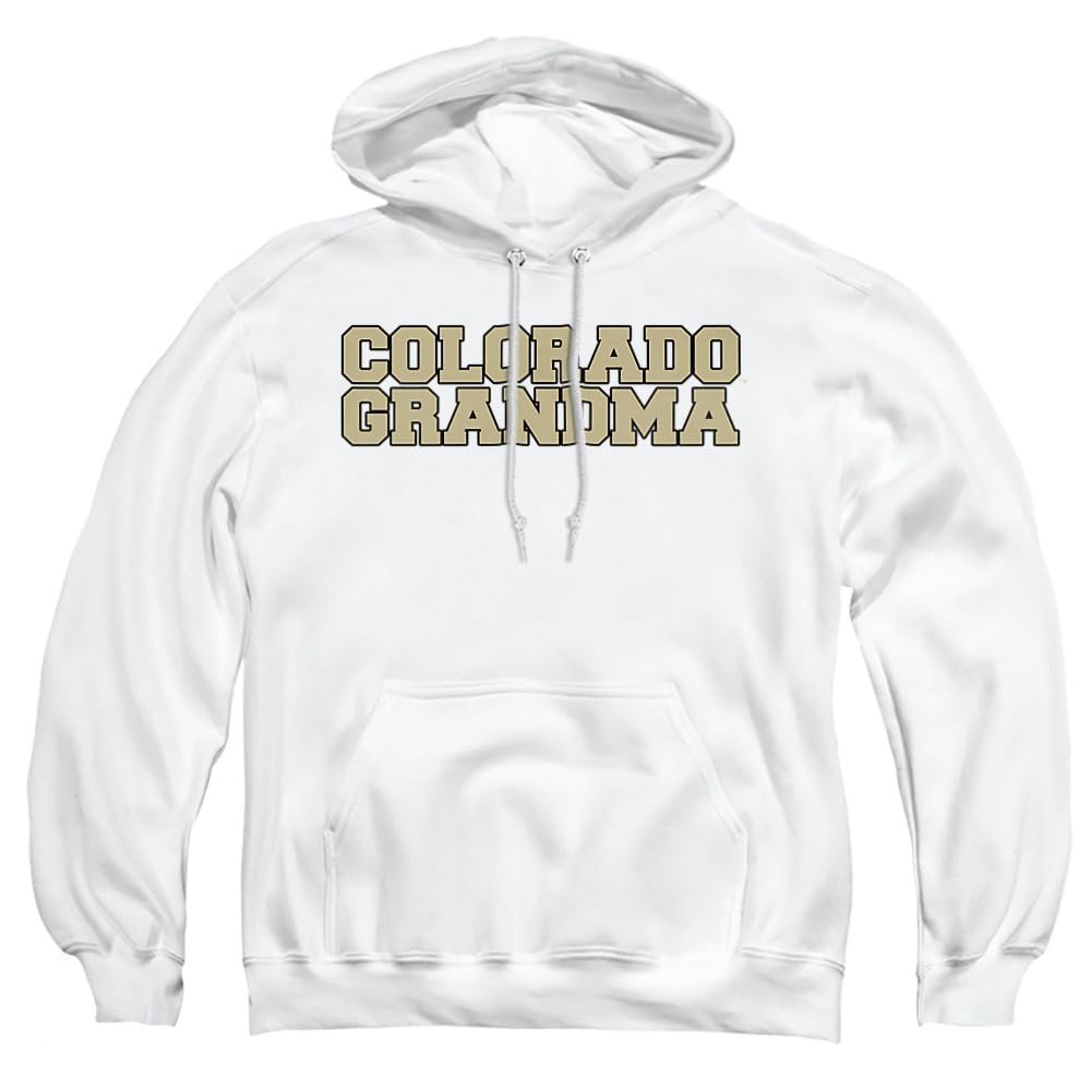 University of Colorado Official Grandma Unisex Adult Pull-Over Hoodie, White, Small