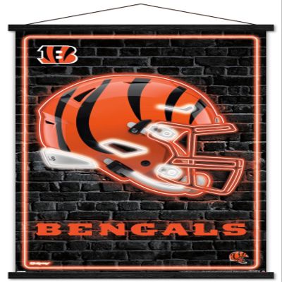 Trends International NFL Cincinnati Bengals - Neon Helmet 23 Wall Poster, 22.37" x 34.00", Print and Black Hanger Bundle