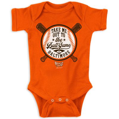 Take Me Out to The Ball Game Baby Apparel for BAL Baseball Fans (NB-18M) (Orange Onesie, 18 Months)