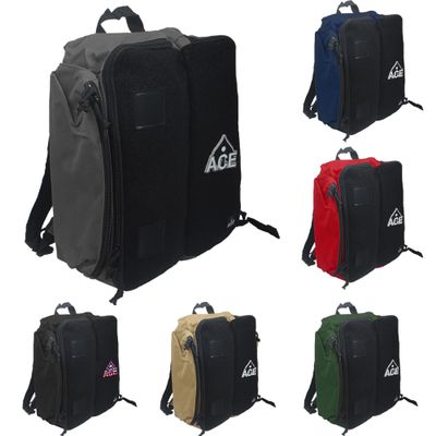 Gray Cornhole Backpack with ACE Patch | Holds Up to Six Cornhole Bag Sets (Up to 24 Bags) | Includes 2 Side Pockets, 2 Phone Holders, 2 Straps, Headphone Passthrough Ports