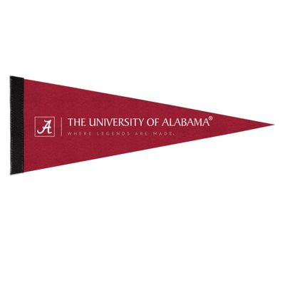 AGAS NCAA Alabama University Crimson Tide Where Legends Are Made Pennant - 9x26 inch - 1" Stick Sleeve - Mini Alabama Collegiate Felt Pennant