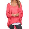 Shirts for Women Batwing Sleeve Pullover Tops Off Shoulder Loose Baggy Sweater Casual Sweatshirts T Shirt Blouse Red view 1