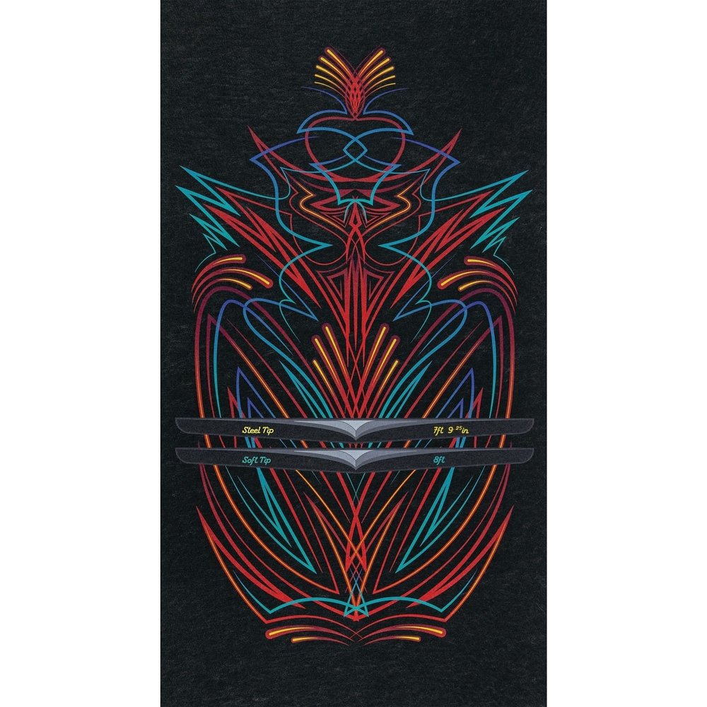 PIG Color Burst Design Self-Sticking Dart Mat  Official Soft & Steel Tip Throwlines - Black  3 x 10  PM70146