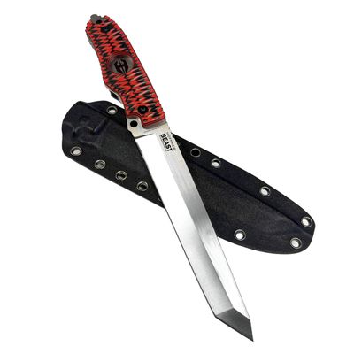 Hoffner Beast Fixed Blade. Camping, Hunting, Bushcraft, Survival Knife - 7 Inch Full Tang 440C SS 3/8 Inch Thick Tanto Blade - HRC 56-58 - 12 Inch Overall - Select Grip / Blade Color