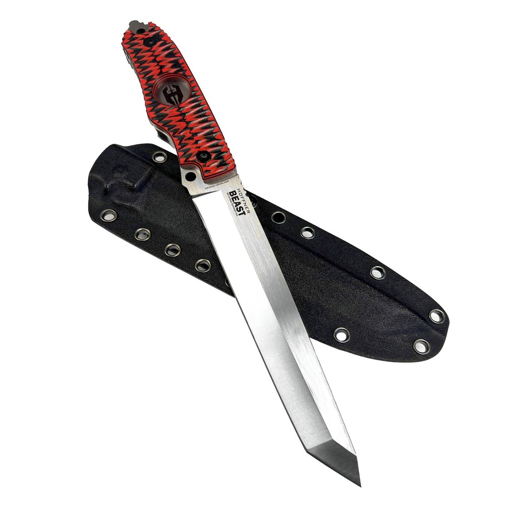 Hoffner Beast Fixed Blade. Camping, Hunting, Bushcraft, Survival Knife - 7 Inch Full Tang 440C SS 3/8 Inch Thick Tanto Blade - HRC 56-58 - 12 Inch Overall - Select Grip / Blade Color
