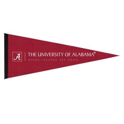 AGAS NCAA Alabama University Crimson Tide Where Legends Are Made Pennant - 12x30 inch - 1" Stick Sleeve - Mini Alabama Collegiate Acrylic Felt Pennant