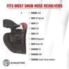 1791 Gunleather 38 Special Holster for J Frame and Snub Nose Revolvers, IWB Leather Revolver Holster fit Taurus 856, Ruger LCR, S&W Bodyguard, 637, 638, 642 airweight view 3