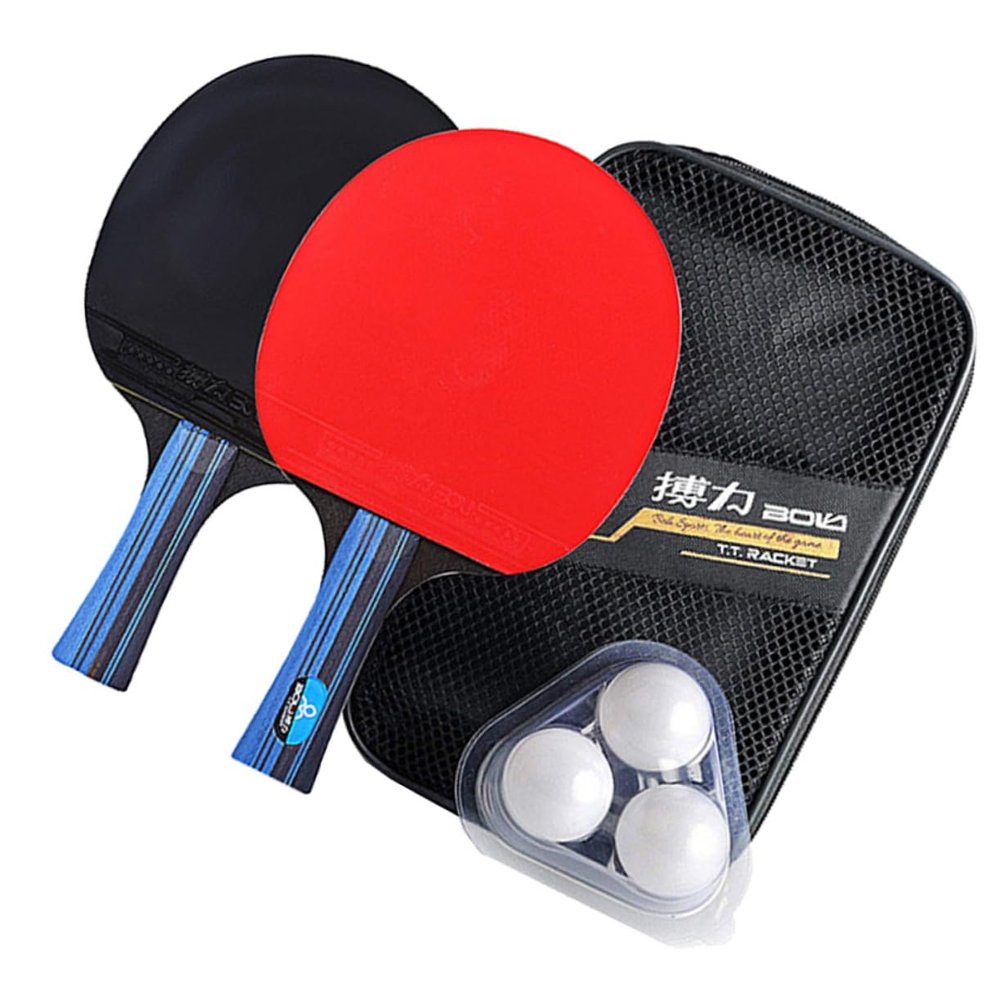 BESPORTBLE Pingpong Rackets with High-Grade for Double-Sided Paddles for Beginners and Training Includes Bats and Balls Storage Bag