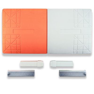 Cannon Sports Double First Base for Baseball Softball - Durable Molded Rubber In-Ground Base (30" x 15" x 3") Orange White Double First Base with Non-Slip Top for Enhanced Grip and Player Safety