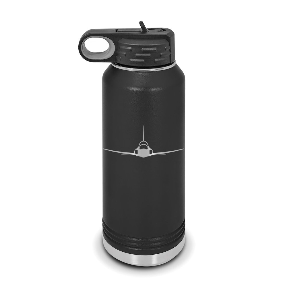 RDW T-38 Talon Water Bottle 32 oz - Laser Engraved w/Flip Top Removable Straw - Polar Camel - Stainless Steel - Vacuum Insulated - Double Walled - Drinkware Bottles - t38 Jet Trainer - Black