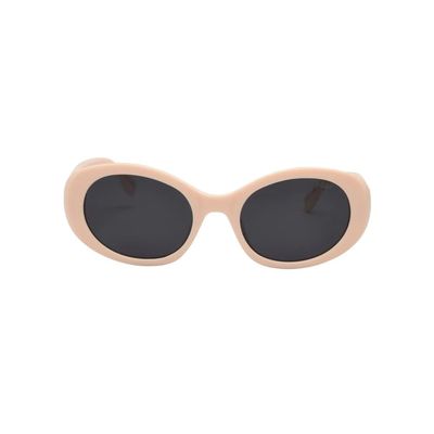 I-SEA Women's Camilla Polarized Sunglasses - Retro Oval Sunglasses, Womens Sunglasses with Scratch-Resistant Lenses, Trendy Sunglasses with Polycarbonate Frame - Cream Frame, Smoke Polarized Lens