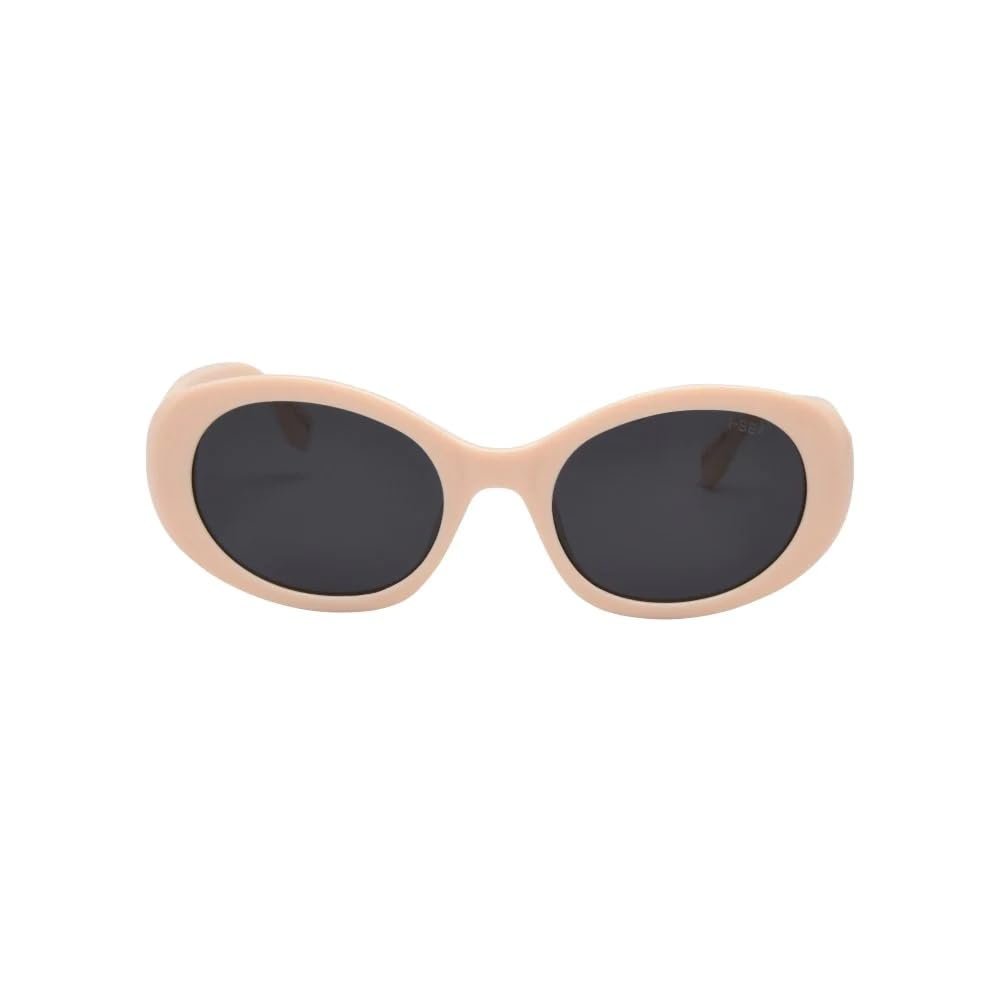 I-SEA Women's Camilla Polarized Sunglasses - Retro Oval Sunglasses, Womens Sunglasses with Scratch-Resistant Lenses, Trendy Sunglasses with Polycarbonate Frame - Cream Frame, Smoke Polarized Lens
