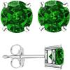14K White Gold Plated 925 Sterling Silver Post Cubic Zirconia Stud Earrings With Simulated Emerald Stone 3 Carat Total Weight