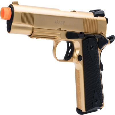 Evike Airsoft - WE-Tech 24k Gold Plated Heavy Weight Tactical 1911 Gas Blowback Airsoft Pistol - (PID: 25024)