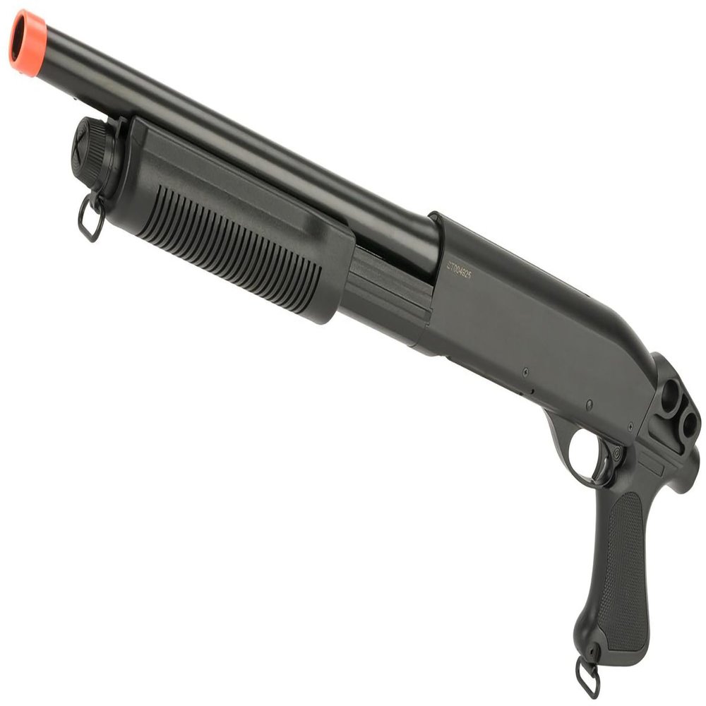 Evike Airsoft - CYMA Standard M870 3-Round Burst Multi-Airsoft Shotshell Loading Airsoft Shotgun (Model: Airsoft Pistol Handle) - (PID: 63534)