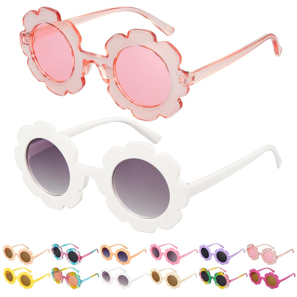 Mdvora 2 Pack Round Flower Sunglasses Set, Outdoor Kids Sunglasses Kit(Set A, 2pcs)
