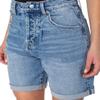 Earnest Sewn Womens Connie Cuffed Pleated Denim Shorts Blue 29, Emily view 4