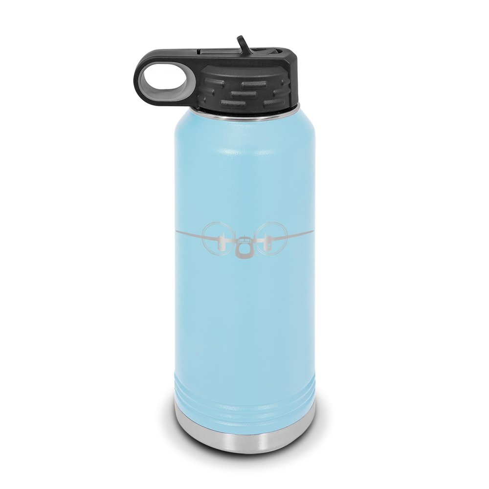 C-2 Greyhound Water Bottle 32 oz - Laser Engraved w/ Flip Top Removable Straw - Polar Camel - Stainless Steel - Vacuum Insulated - Double Walled - Drinkware Bottles - c2 cargo aircraft - Light Blue
