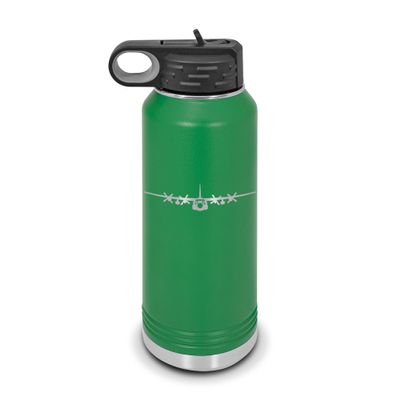 C-130 Hercules Water Bottle 32 oz - Laser Engraved w/ Flip Top Removable Straw - Polar Camel - Stainless Steel - Vacuum Insulated - Double Walled - Drinkware Bottles - c130 military transport - Green