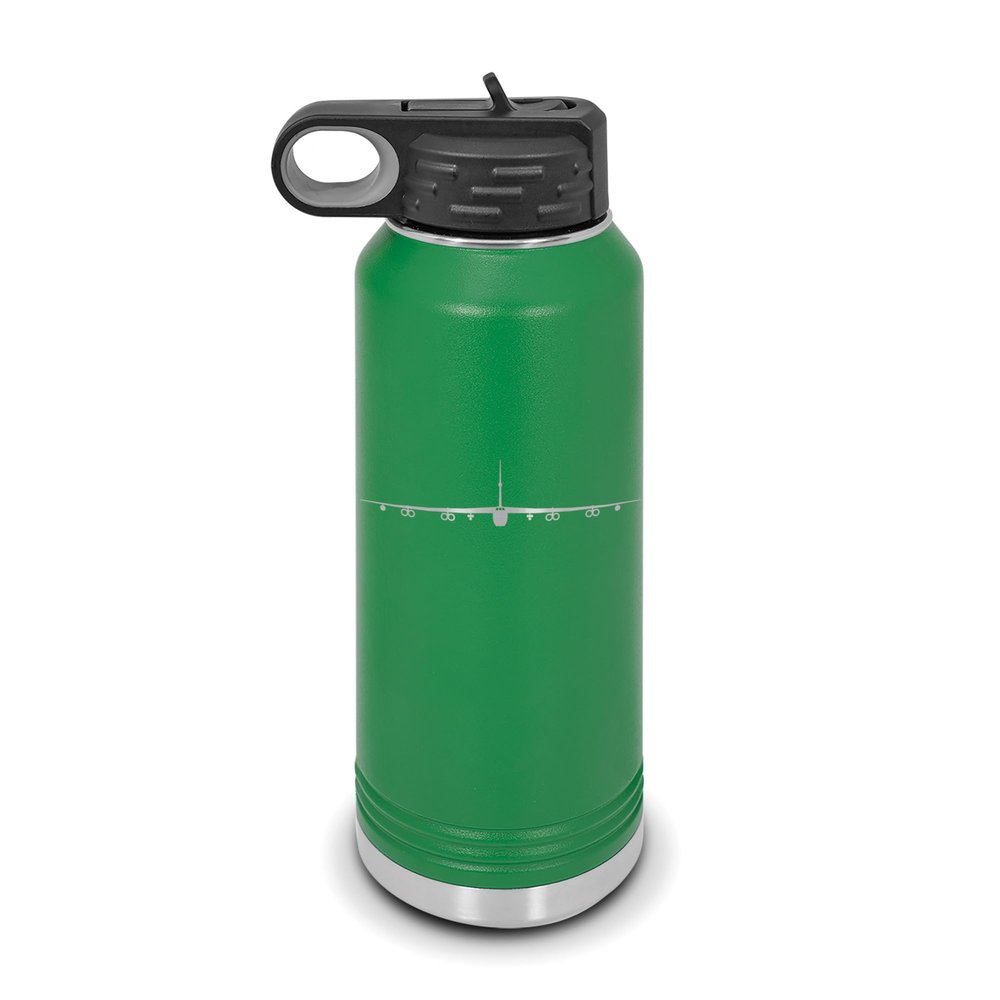 B-52 Stratofortress Water Bottle 32 oz - Laser Engraved w/ Flip Top Removable Straw - Polar Camel - Stainless Steel - Vacuum Insulated - Double Walled - Drinkware Bottles - strategic bomber v2 - Green