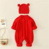 Newborn Infant Baby Knitted Romper Cotton Long Sleeve Boy Girl Sweater Clothes Baby Baby Boy First Birthday Outfit (Red, 0-3 Months) view 2