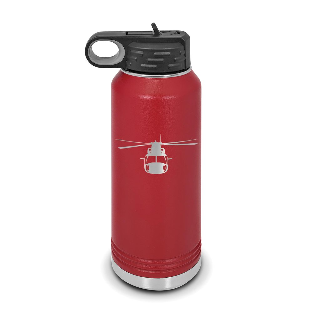 RDW S-76 Water Bottle 32 oz - Laser Engraved w/Flip Top Removable Straw - Polar Camel - Stainless Steel - Vacuum Insulated - Double Walled - Drinkware Bottles - s76 Helicopter - Maroon