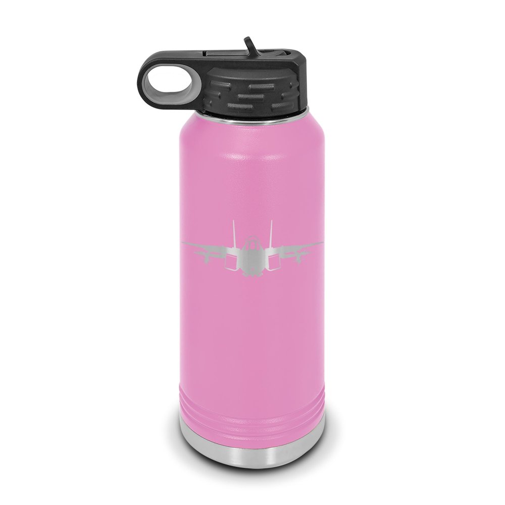 F-14 Tomcat Water Bottle 32 oz - Laser Engraved w/ Flip Top Removable Straw - Polar Camel - Stainless Steel - Vacuum Insulated - Double Walled - Drinkware Bottles - f14 fighter aircraft - Light Purple