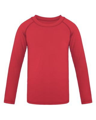 Auranso Boys Rash Guard Swim Shirt UPF 50+ Long Sleeve Sun Protection Quick Dry Shirt Red 8-9Years