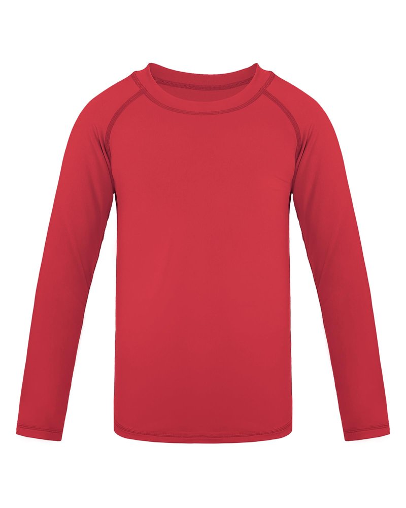 Auranso Boys Rash Guard Swim Shirt UPF 50+ Long Sleeve Sun Protection Quick Dry Shirt Red 8-9Years