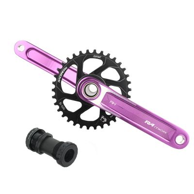 170mm Mountain Bikes Crankset Aluminum Alloy Hollow Integrated Crank GXP 3 Direct Mount Single Chainring 32T34T36T38T CNC Cutting With Bottom Bracket Purple/Red/Black ( Color : Purple , Size : 34T )