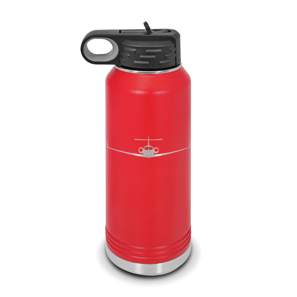 Hawker 800XP Water Bottle 32 oz - Laser Engraved w/Flip Top Removable Straw - Polar Camel - Stainless Steel - Vacuum Insulated - Double Walled - Drinkware Bottles - 800 Aircraft - Red