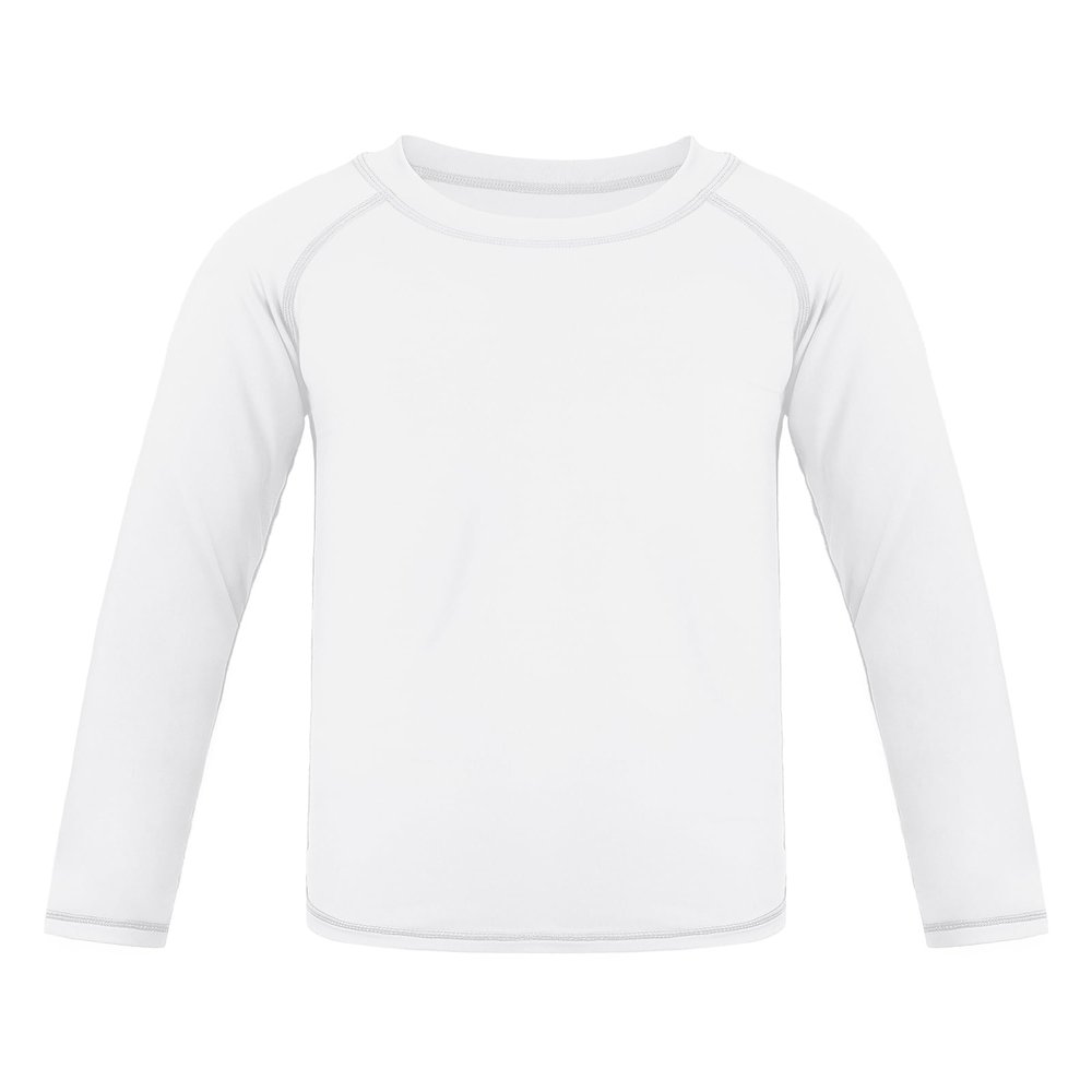Auranso Boys Rash Guard Swim Shirt UPF 50+ Long Sleeve Sun Protection Quick Dry Shirt White 6-7Years