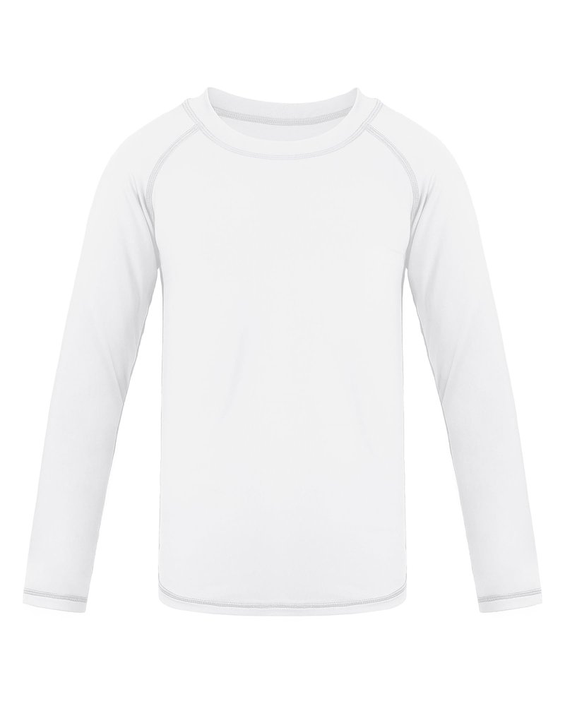 Auranso Boys Rash Guard Swim Shirt UPF 50+ Long Sleeve Sun Protection Quick Dry Shirt White 12-13Years