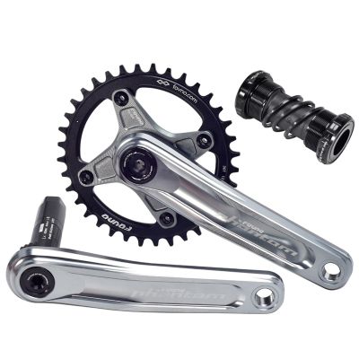 Full CNC Mountain Bike Crankset 170/175mm Aluminum Hollow Integrated Crank 32/34/36/38T GXP Conversion 104BCD Crank Red Black Blue Orange Gray Five Colors Options With BB ( Color : 170mm Gray , Size :